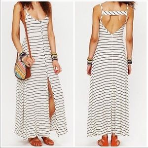 Free people beach stripe maxi dress with buttons